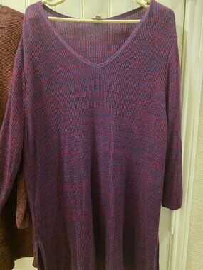 Avenue 22/24 Purple Marled Oversized Tunic Sweater Lightweight Knit